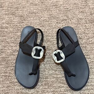 OluKai Black Sandals with Buckle